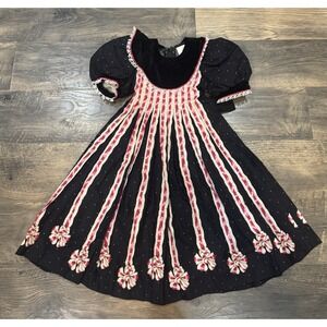 Vintage‎ Daisy Kingdom Factory Made Christmas Holiday Dress Velvet Sz4 RARE